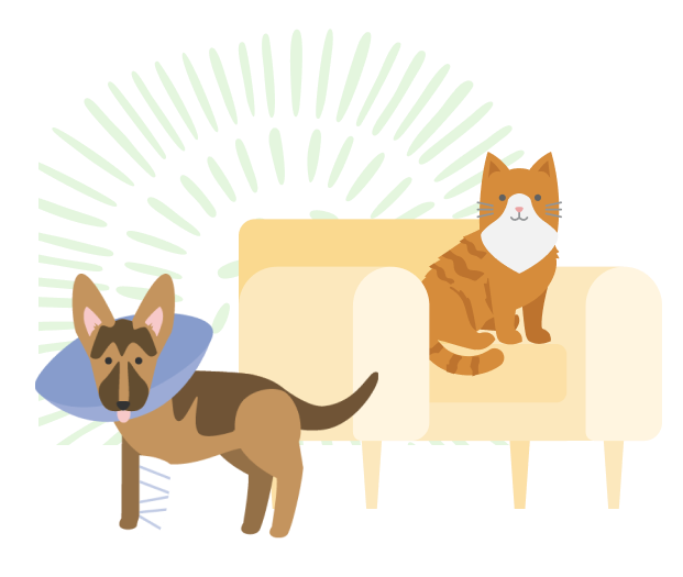 Cartoon of a dog and a cat