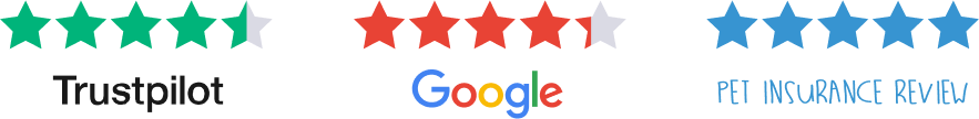 Logos of review sites - Trustpilot, Google, and Pet Insurance Review
