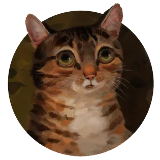 Painting of a sad cat