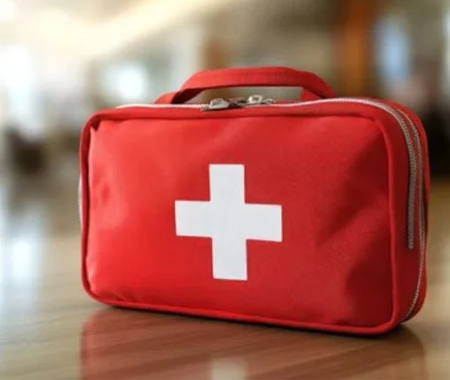 Red first aid kit bag